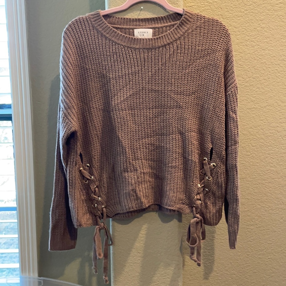 Taupe knit sweater, Everly brand